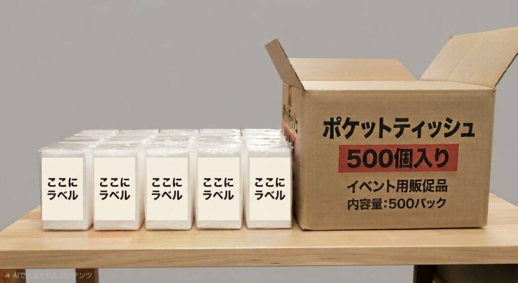 ポケットティッシュ【ラベル封入あり】　1ロット1,000個(8.7円/個)